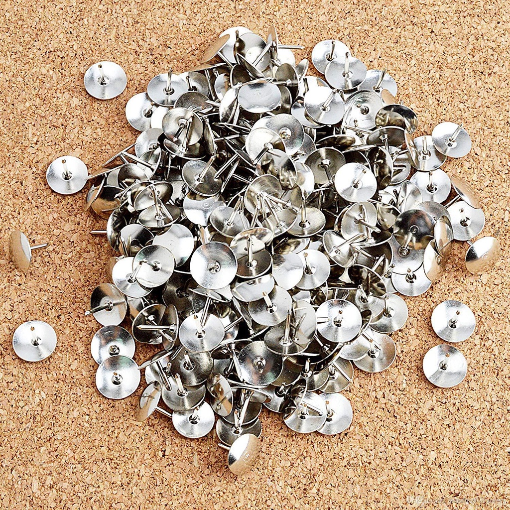M&G Chenguang Push Pins, Silver Round Head, One Box