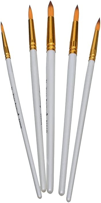 Keep Smiling Brush Set, 5 Brushes, White Handle, Sizes 2 to 10