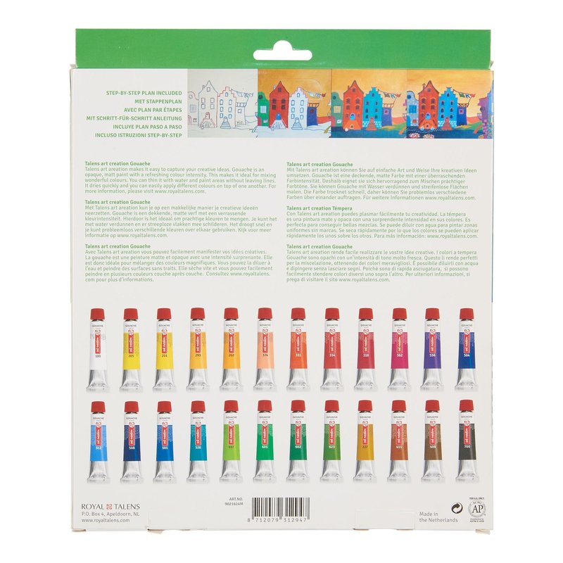 Talens Art Creation Gouache Set, 24 Tubes, 12 ml