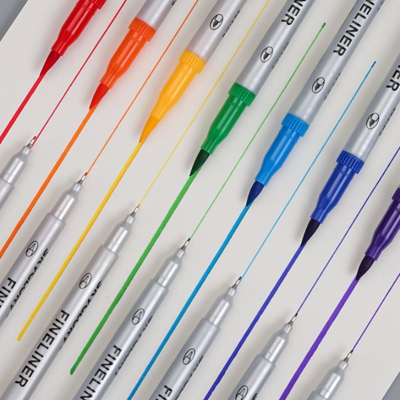 Sky Glory Dual-Tip Pen Set, Brush and 0.4 mm, 12 Colours