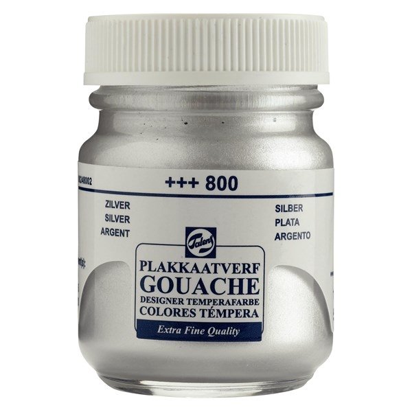 [ART-TAL-GOU-50-800] Talens Gouache Extra Fine, 50 ml Bottle, Silver 800