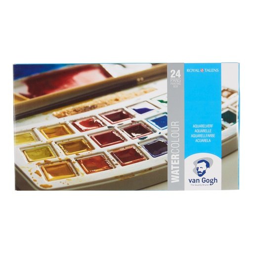 [ART-TAL-VG-SET24] Van Gogh Watercolour Set, 24 Half Pans, Plastic Case