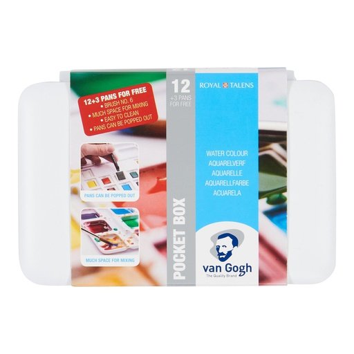 [ART-TAL-VG-NA-12] Van Gogh Watercolour Pocket Box, 12 Half Pans plus 3 Free