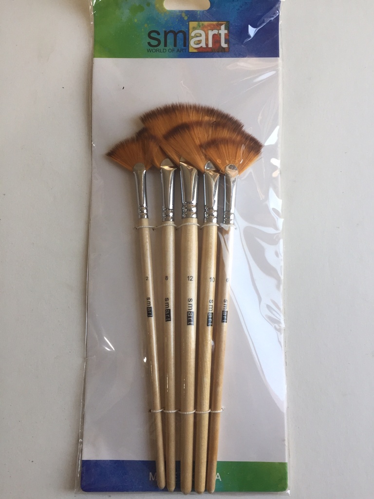Keep Smiling Fan Brush Set, 5 Brushes, Soft Hair