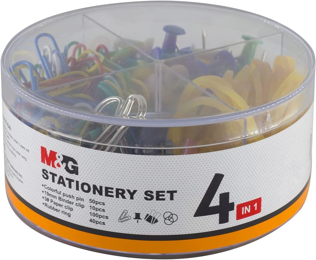 [OFF-0005] M&G Chenguang Clips, Rubber Rings and Push Pins Set