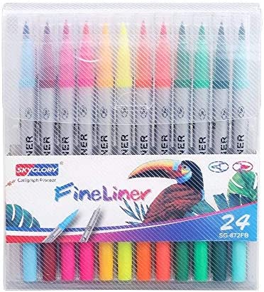 Sky Glory Dual Brush Pen and Fineliner Set, 12 Colours