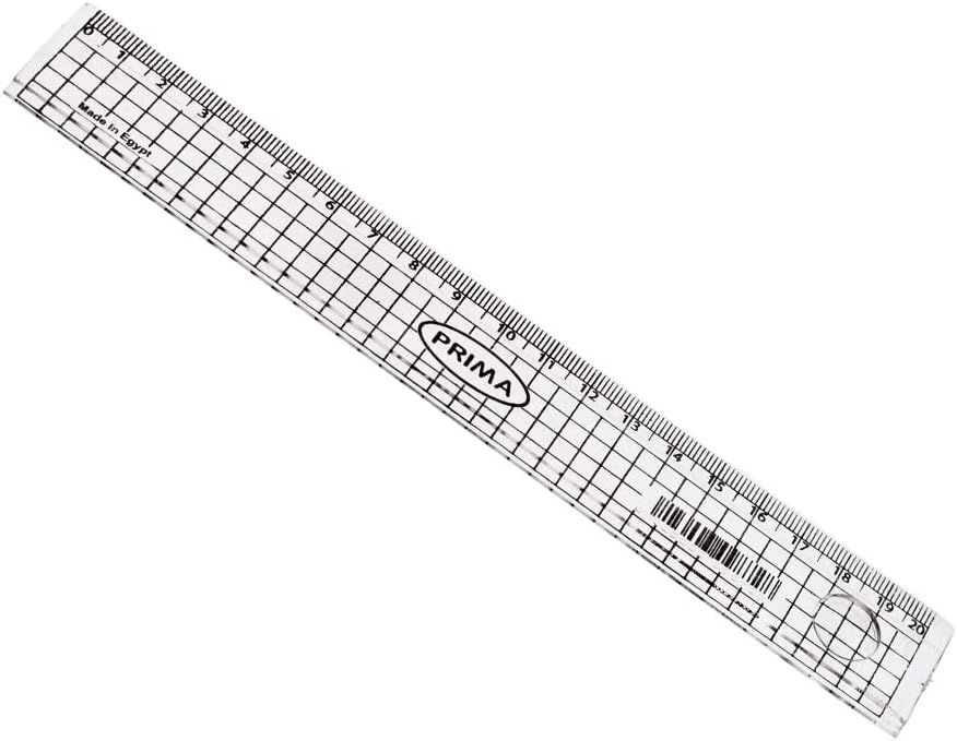 Prima Clear Plastic Ruler, 30 cm, Black Grid