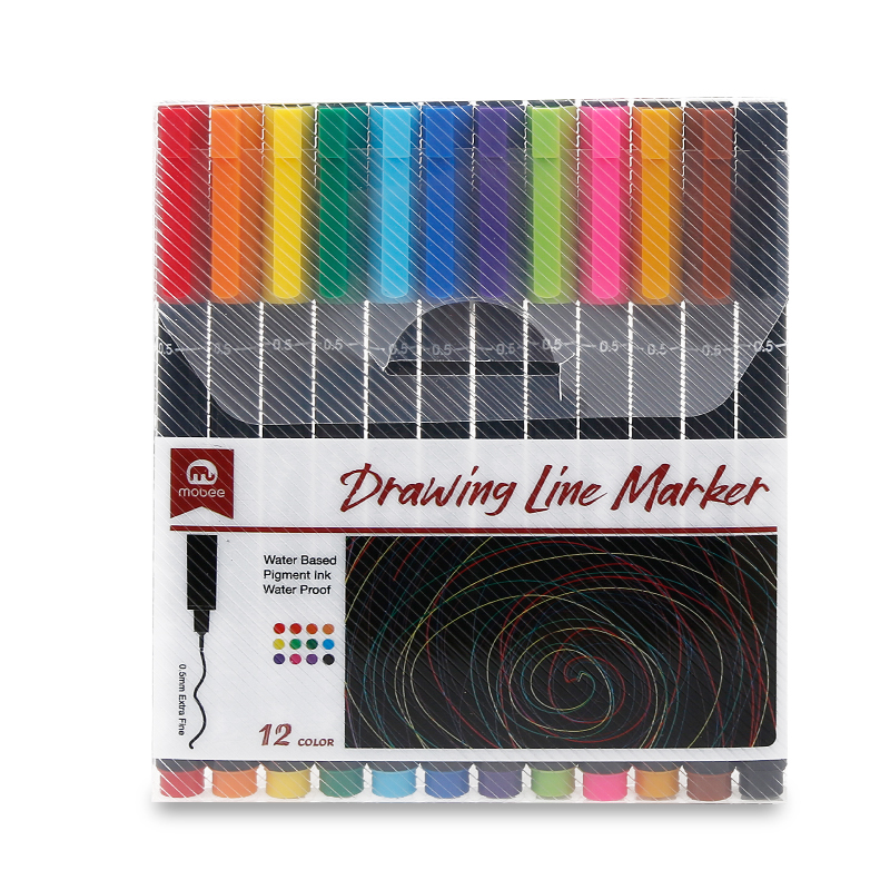 [PEN-MRK-0003] Drawing Line Marker Set, 0.5 mm, 12 Colours