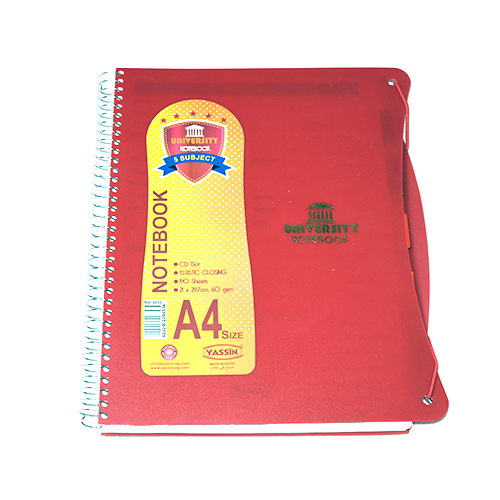 Spiral Notebook with Elastic, 5 Subjects, 190 Sheets, A4