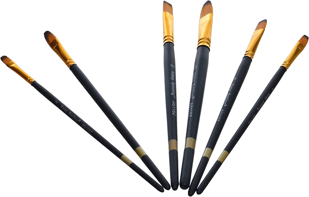 Keep Smiling Brush Set, 7 Brushes, Short Handle, Large Sizes